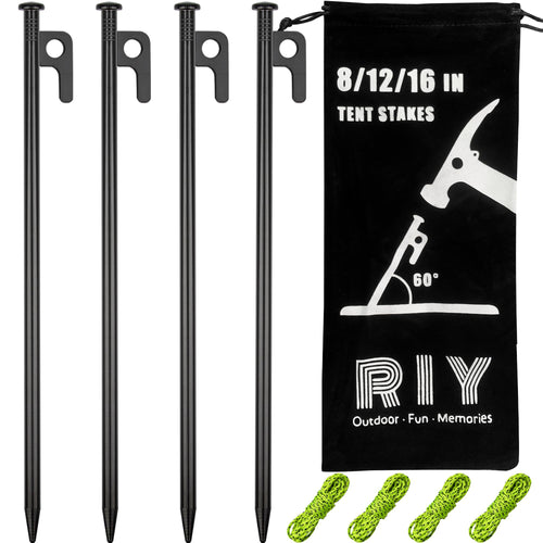 4 Pack Tent Stakes Heavy Duty Metal Tent Pegs For Camping Steel Tent Stakes 12 Inch Unbreakable And Inflexible