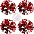 Puzine 4Pack 13'' Cheerleading Pom Poms With New Handle For Team Spirit Sports Dance Cheering Kids Adults 100G (4 Pack Red And S