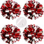 Puzine 4Pack 13'' Cheerleading Pom Poms With New Handle For Team Spirit Sports Dance Cheering Kids Adults 100G (4 Pack Red And S