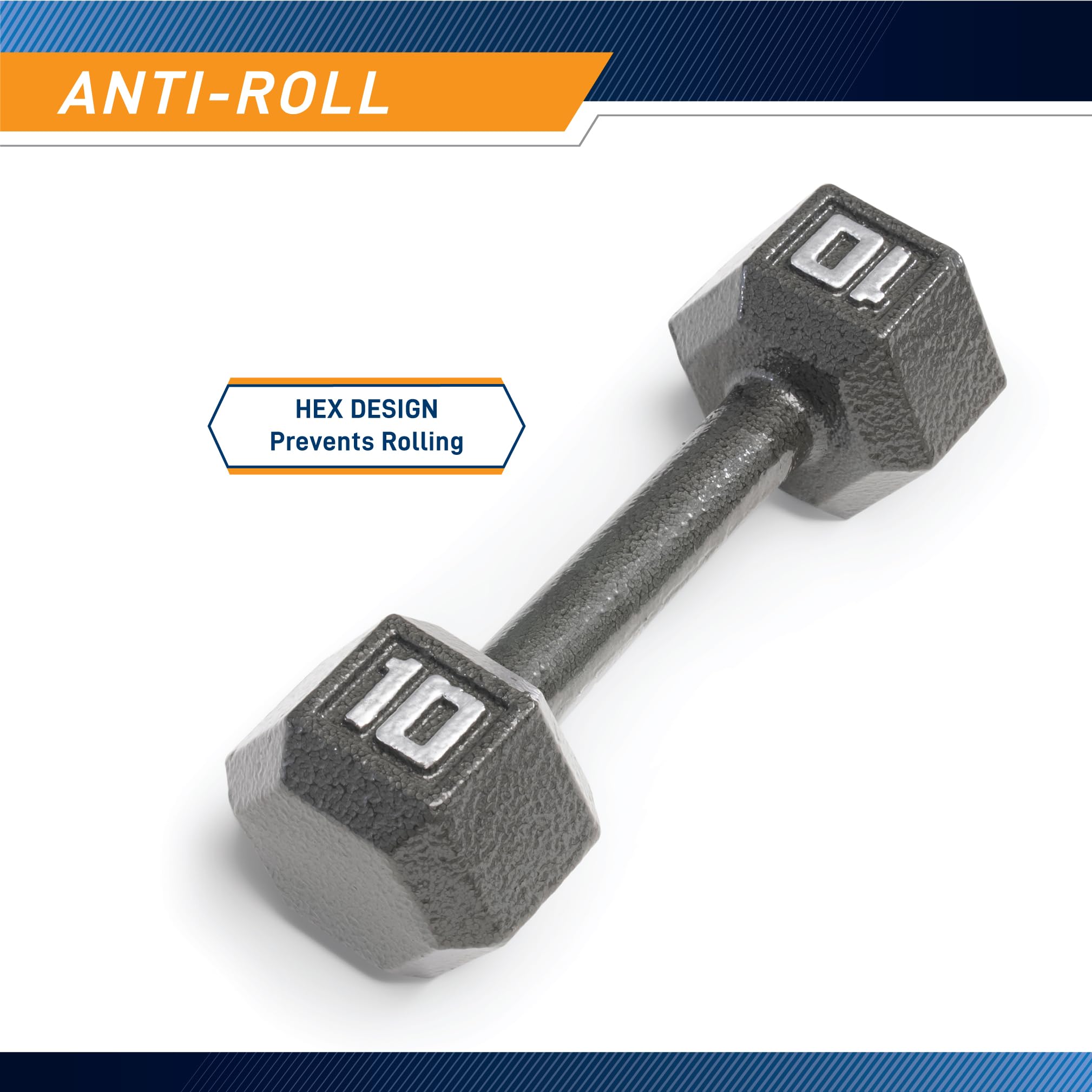 Marcy Pro TSA Hex 10 Pound Home Gym Iron Free Weight Single Dumbbell, Black (1)