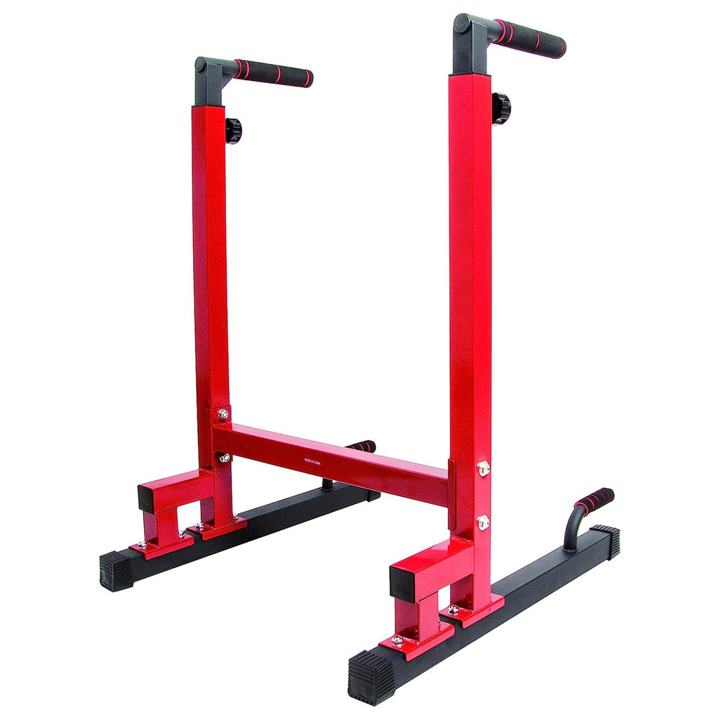 Balancefrom Multi-Function Dip Stand Dip Station Dip Bar With Improved Structure Design, 500-Pound Capacity, Red