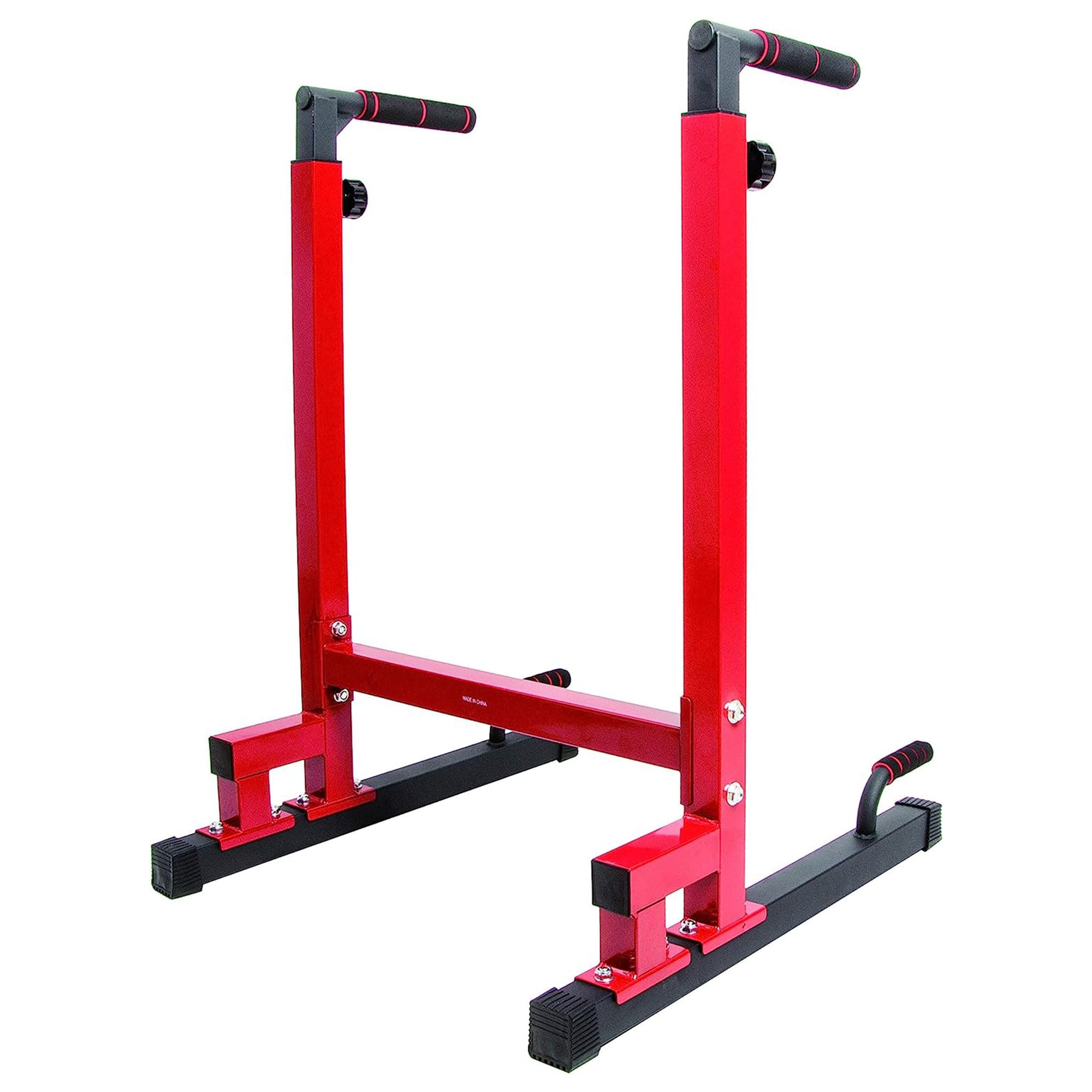 Balancefrom Multi-Function Dip Stand Dip Station Dip Bar With Improved Structure Design, 500-Pound Capacity, Red