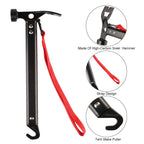 Tent Stakes Heavy Duty & Hammer Set,With 12In Tent Stake Remover +10 In Steel Tent Pegs+Storage Bag +Fluorescent Rubber Circle F
