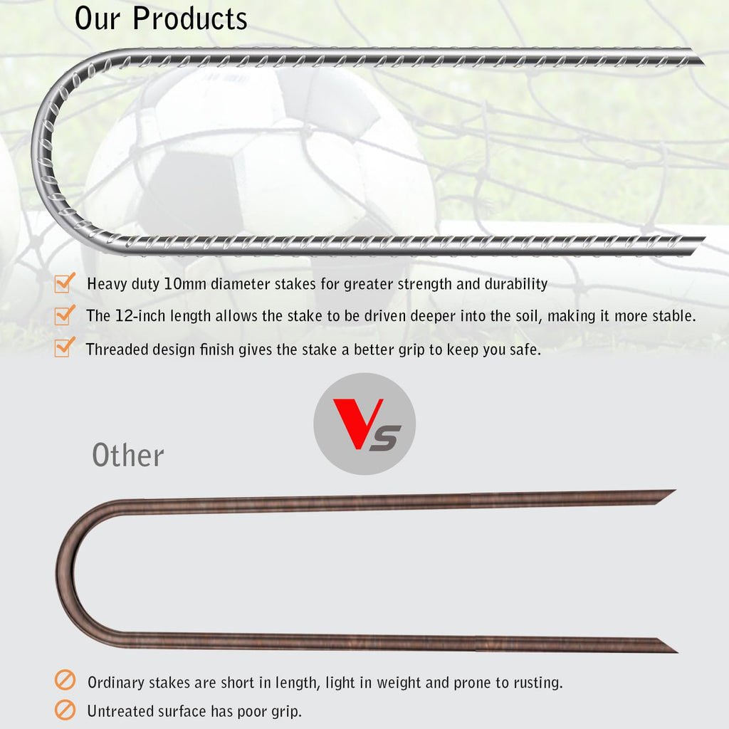 Trampoline Stake, U Shape Ground Stakes, Galvanized Rebar Stakes 12 Inch, (10 Pack) Trampoline Ground Stake, Ideal For Securing