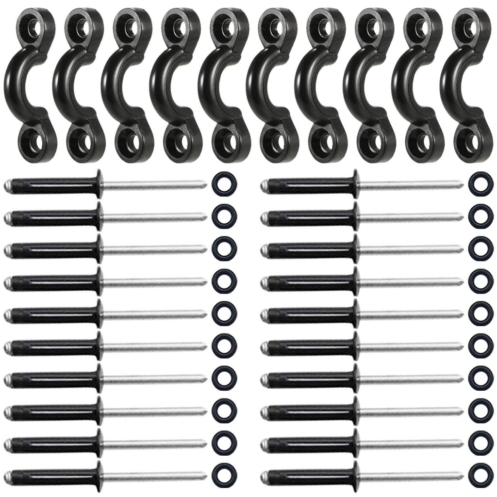Clio 10 Pcs Kayak Pad Eyes Kit With 20 Tri-Grip Rivet Kit For Kayaks