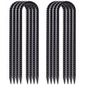 Windstake 12 Inch U Shape Rebar Stakes, 8Pcs Black Rebar Hook, Heavy Duty Trampoline Wind Anchors Stakes For Camping Tents, Socc