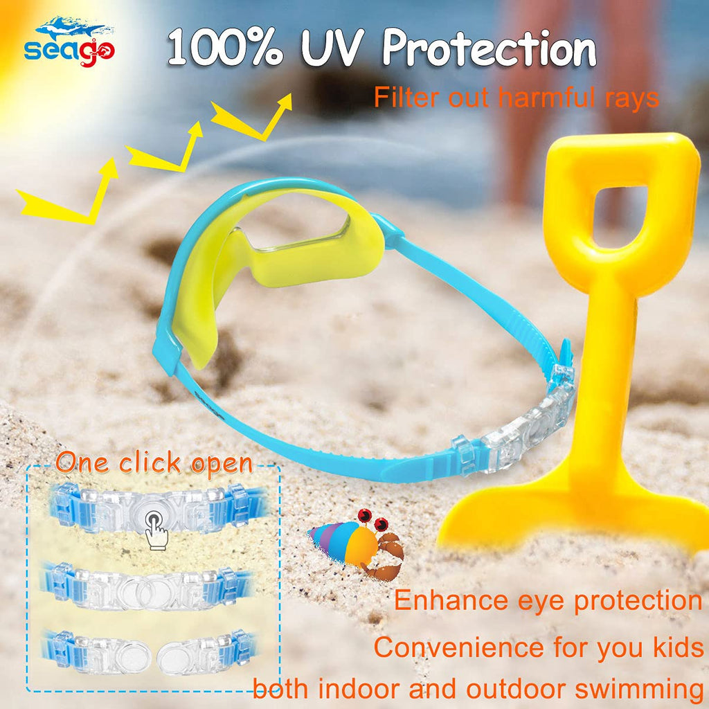 Goggles For Kids Swimming 2 Pack No Leaking Anti-Fog Outer Eye Fit With Wide View Uv Protection Crystal Clear Watertight Swim Go