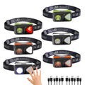 6 Pack Rechargeable Headlamp Flashlight, LED Head Lamp with White Red Light, Super Bright USB-C Headlight Motion Sensor Head Lam