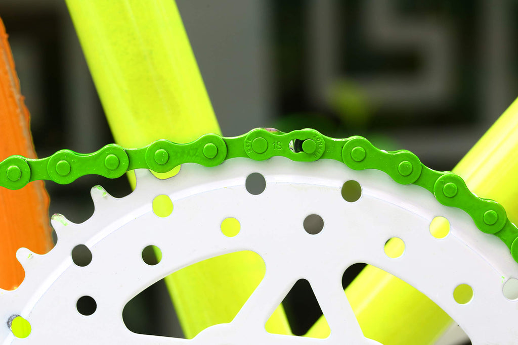 Zonkie Single-Speed Bicycle Chain 1/2 X 1/8 Inch 116 Links (Green, 1/2'' 1/8'' 116 Links)