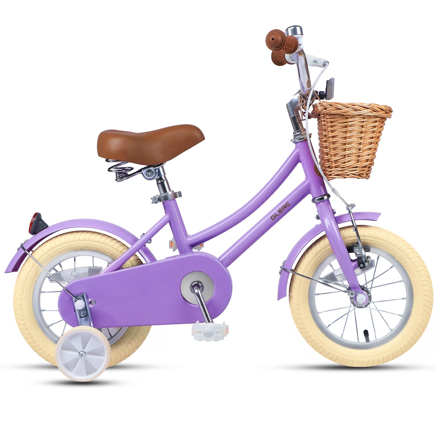 Glerc Little Molly 12 Inch Kids Bike, Retro Cruiser Girls Bicycle for Children Ages 2-4 Years Old, Toddler Bike with Wicker Bask