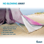 Sunlit Silky Soft 106''X81'' Boho Sand Proof Beach Blanket Sand Proof Mat With Corner Pockets And Mesh Bag For Beach Party, Trav