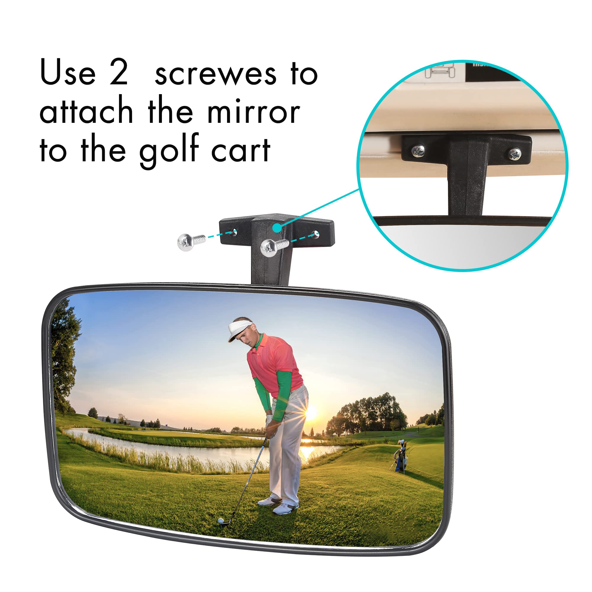 10L0L Golf Cart Mirror 9.5  7.5'' Large Radian Extra Wide Panoramic Golf Cart Rear View Mirror Black Fits For Yamaha Ezgo Club C