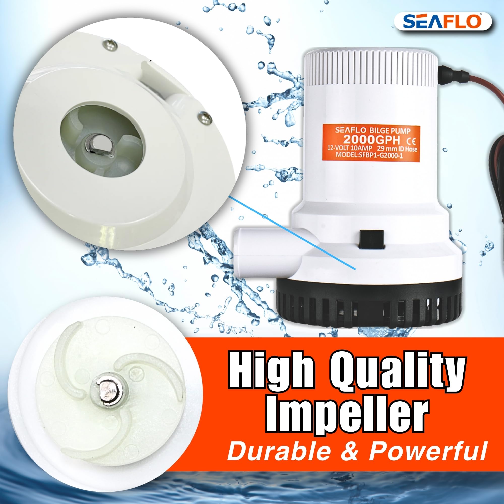 Seaflo Non Automatic Bilge Pumps For Boats 2000 Gph 12V Boat Marine Plumbing Electric