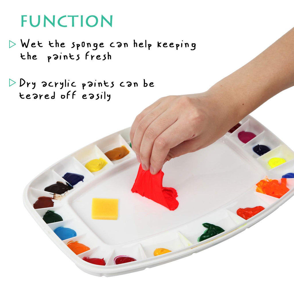 Falling In Art Paint Palette With Lid, Airtight Leak-Proof Watercolor Palette With A Cleaning Sponge, 23 Paint Wells Acrylic Pal