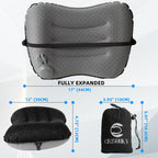 Camping Pillow With Built-In Pump - Inflatable Pillows - Travel Pillows For Backpacking & Airplane, Lumbar Support Blow Up & Pre