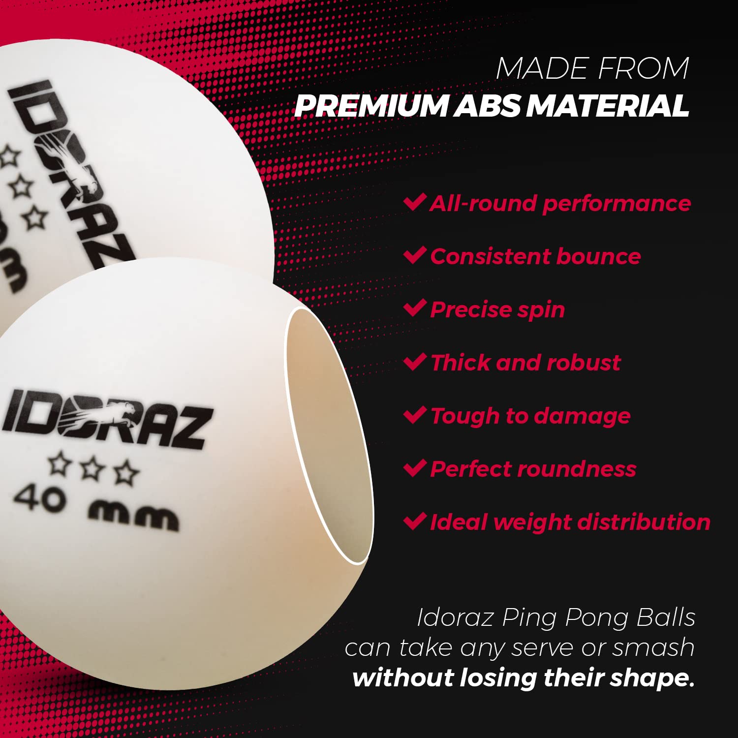 Idoraz Ping Pong Balls - White/Orange 3-Star 40+ Table Tennis Balls (Pack Of 6,12,24) Suitable For Indoor And Outdoor Regulation
