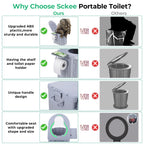 Sckee Camping Toilet, Portable Toilet For Adults, Portable Travel Folding Toilet With Lid And Paper Holder, Compact Potty For Ca
