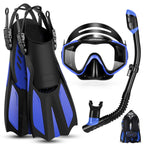 Odoland Kids Snorkeling Packages Snorkel Set, Anti-Fog And Anti-Leak Dry Top Snorkel Mask With Adjustable Swim Fins For Boys And