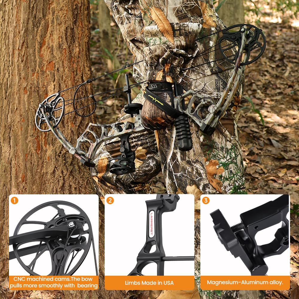 Pandarus Archery Ready To Hunt Lightweight Compound Bow Package For Adults And Youth,0-50 Lbs Draw Weight,290Fps,Limbs Made In U