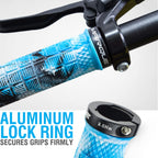 Marque Grapple Mountain Bike Handlebar Grips - Single Lock-On Ring Mtb And Bmx Bicycle Handle Bar With Non-Slip Grip (Glacer Blu