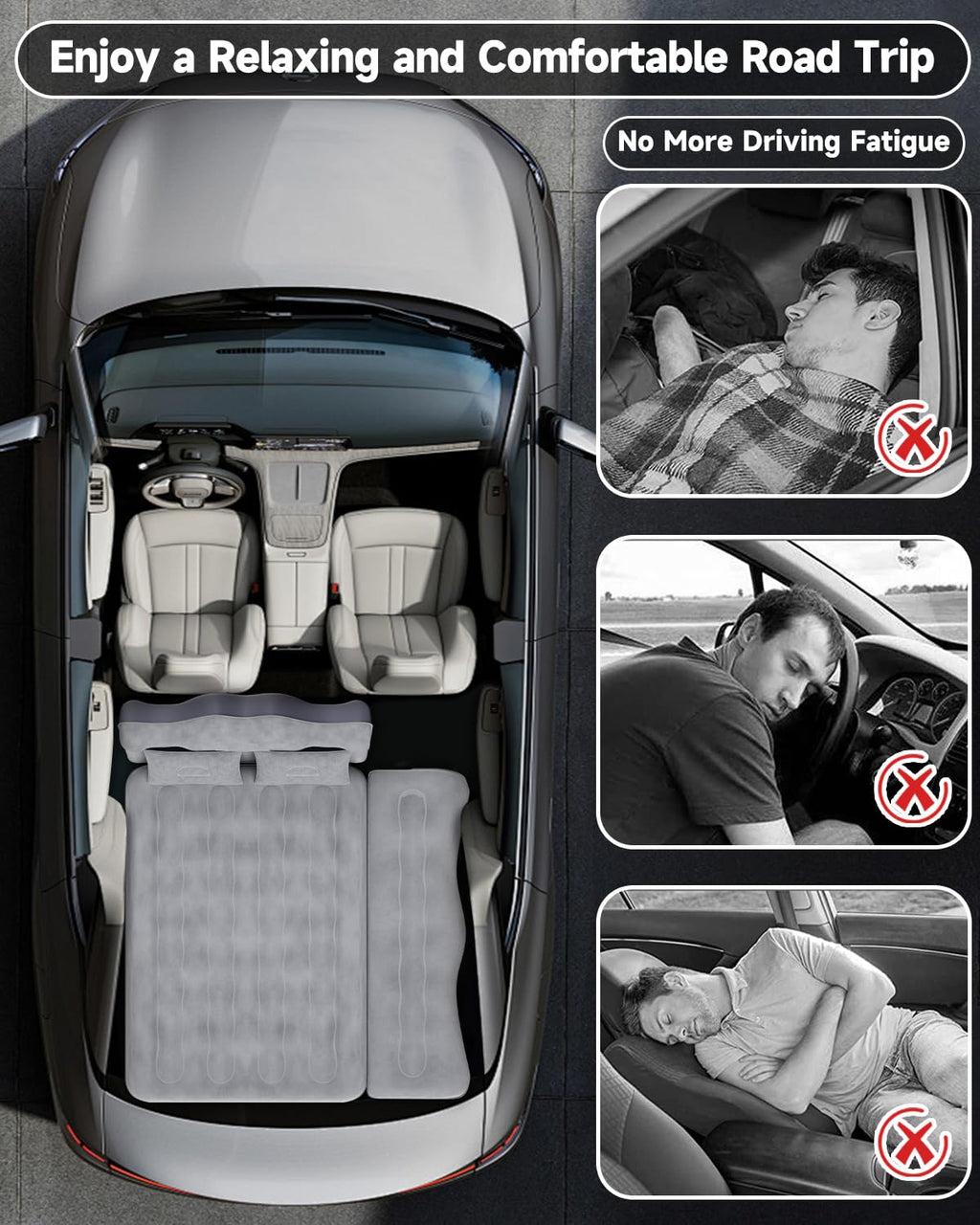 Umbrauto Truck Air Mattress Back Seat| Inflatable Car Camping Mattress Bed For Back Seat, Suv Blow Up Rear Seat Sleeping Airbed