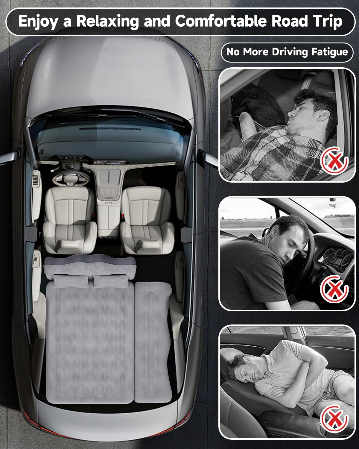 Umbrauto Truck Air Mattress Back Seat| Inflatable Car Camping Mattress Bed For Back Seat, Suv Blow Up Rear Seat Sleeping Airbed