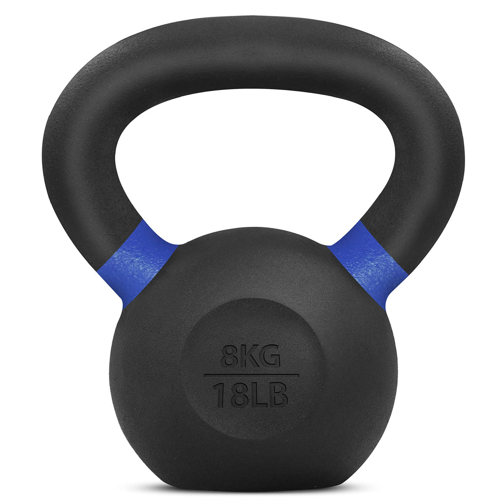 Yes4All Powder Coated Cast Iron Competition Kettlebell With Wide Handles & Flat Bottoms - 8 Kg / 18 Lb