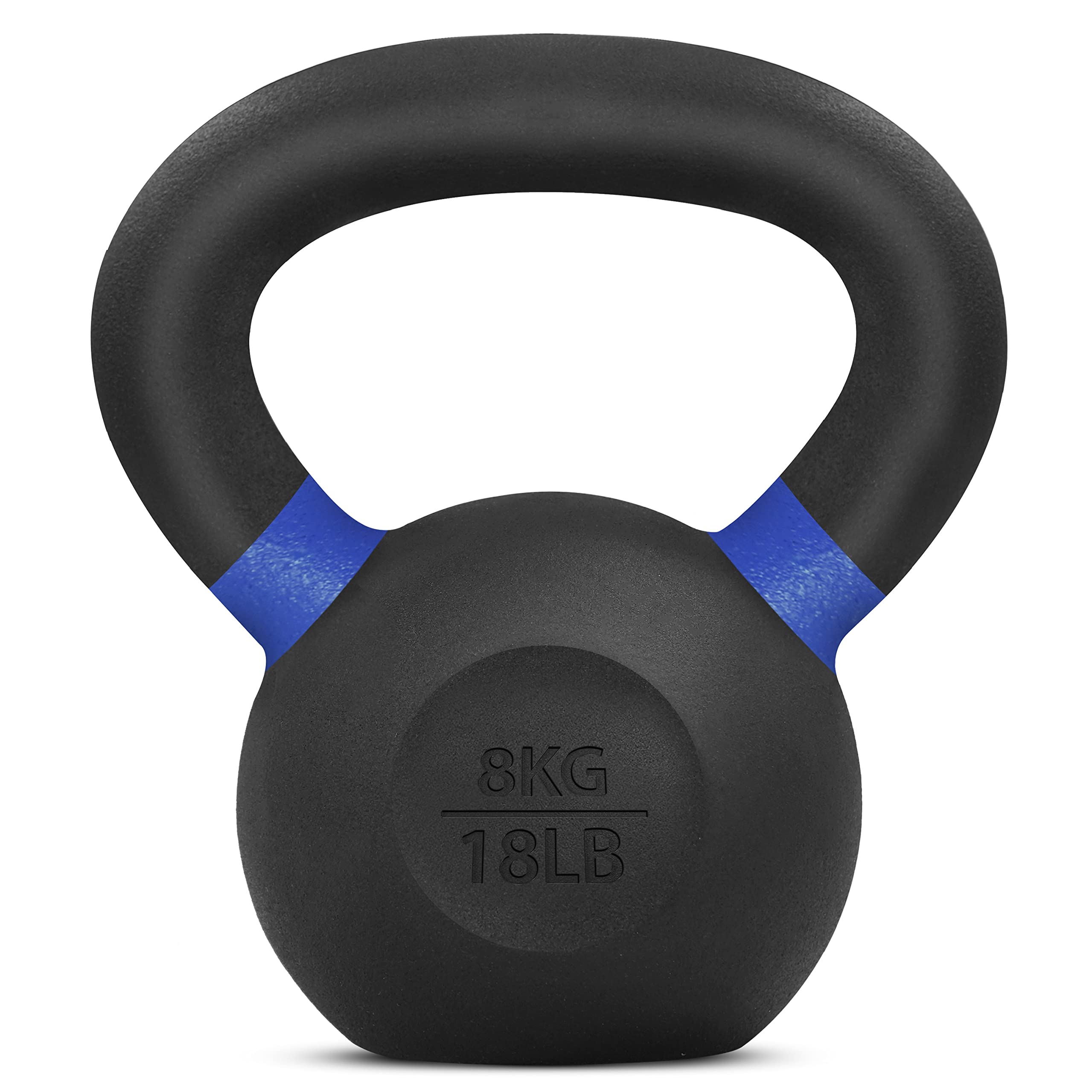 Yes4All Powder Coated Cast Iron Competition Kettlebell With Wide Handles & Flat Bottoms - 8 Kg / 18 Lb