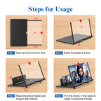 16 Screen Magnifier -3D Hd Mobile Phone Magnifying Projector Screen Enlarger For Movies, Videos, And Gaming-Foldable Phone Stand