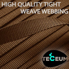 Teceum 1 Inch Webbing - Brown - 10 Yards - 1    Webbing For Climbing Outdoors Indoors Crafting Diy Nw