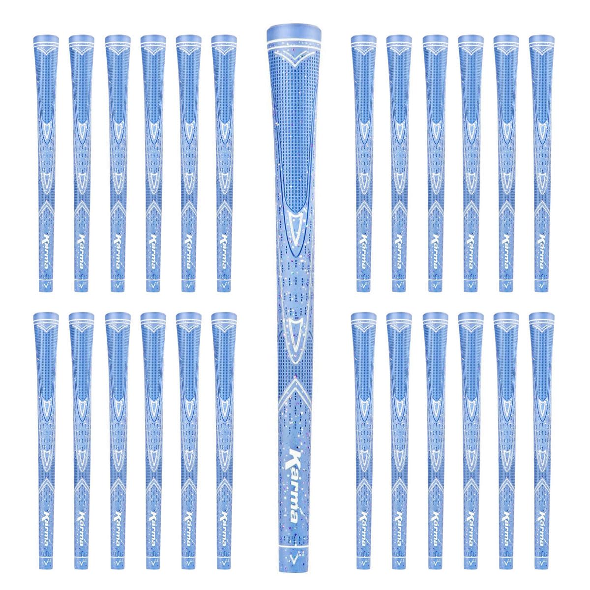 Karma Sparkle Light Blue Golf Grip Set for Women, 25 Pack Ladies Standard Size Replacement Golf Club Grips That Glitter