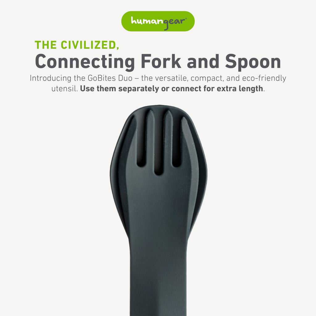 Humangear Gobites Duo | Travel & Camping Utensils | Portable & Convertible Dining Ware | Multi-Functional Spork, Gray