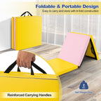 Goplus Folding Gymnastics Mat, Tri-Fold 6X 2X 2? Tumbling Exercise Gym Mat With Pu Leather Cover, Hook & Loop Fastener & Carryin