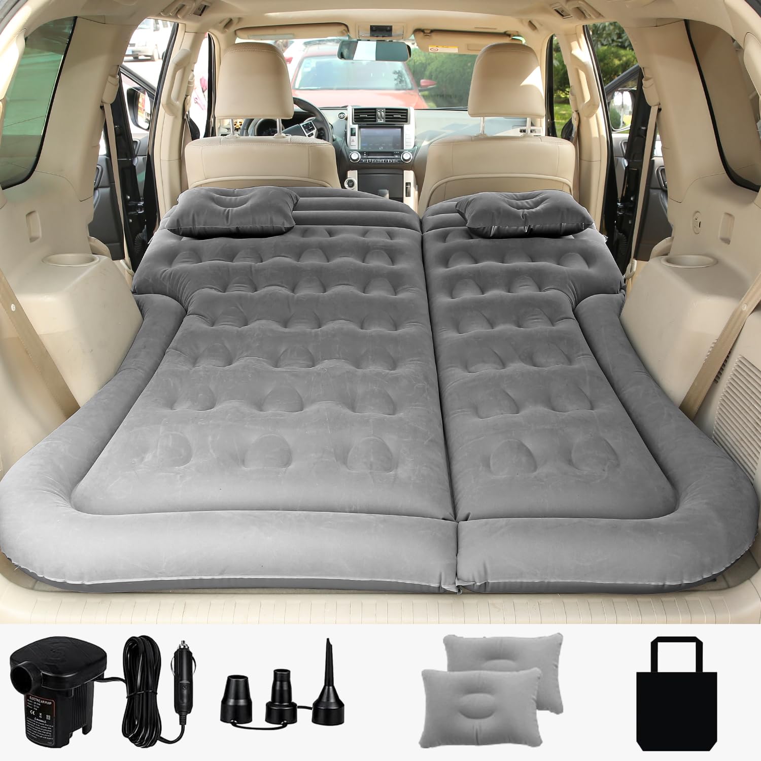 Saygogo Suv Air Mattress Camping Bed Cushion Pillow - Inflatable Thickened Car Air Bed With Air Pump Portable Sleeping Pad Mattr