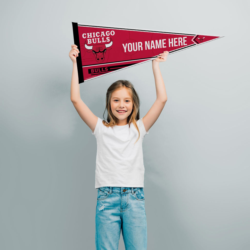 Rico Industries Nba Basketball Chicago Bulls Personalized - Custom 12'' X 30'' Soft Felt Pennant - Ez To Hang