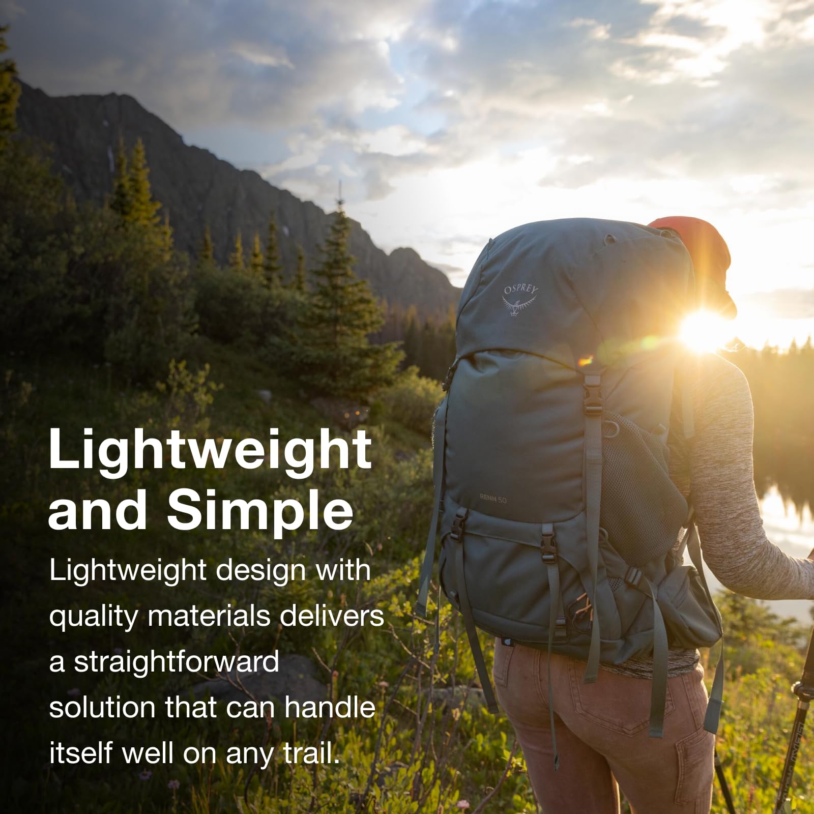 Osprey Renn 50L Womens Backpacking Backpack, Dark Charcoal/Gray Wolf