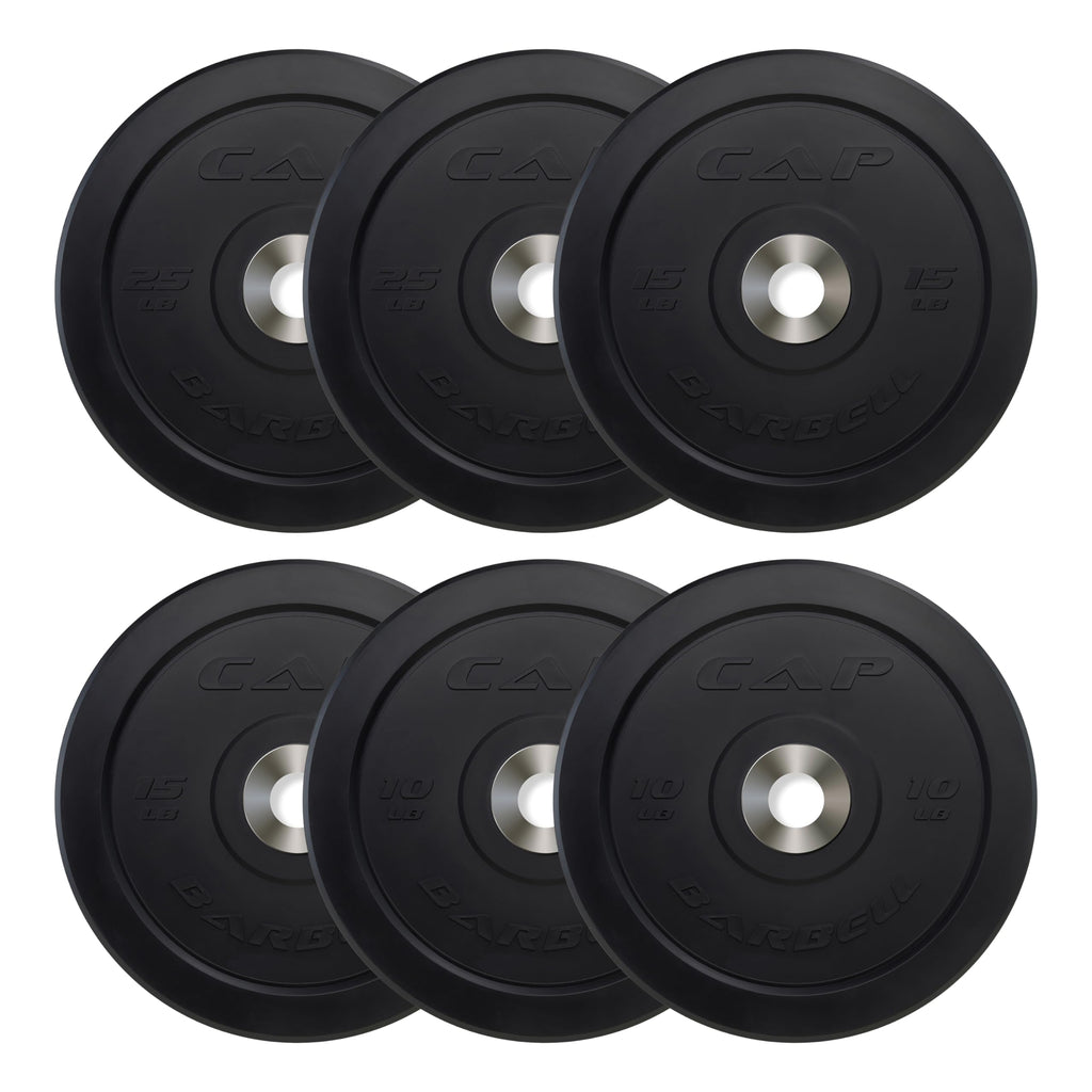 Cap Barbell 100 Lb Pro Olympic Bumper Plate Set, Black