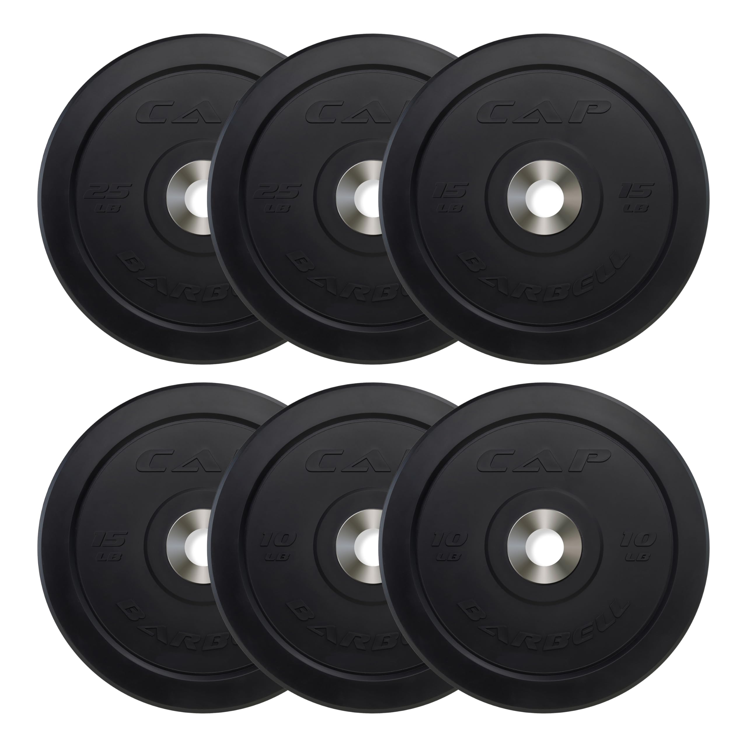 Cap Barbell 100 Lb Pro Olympic Bumper Plate Set, Black
