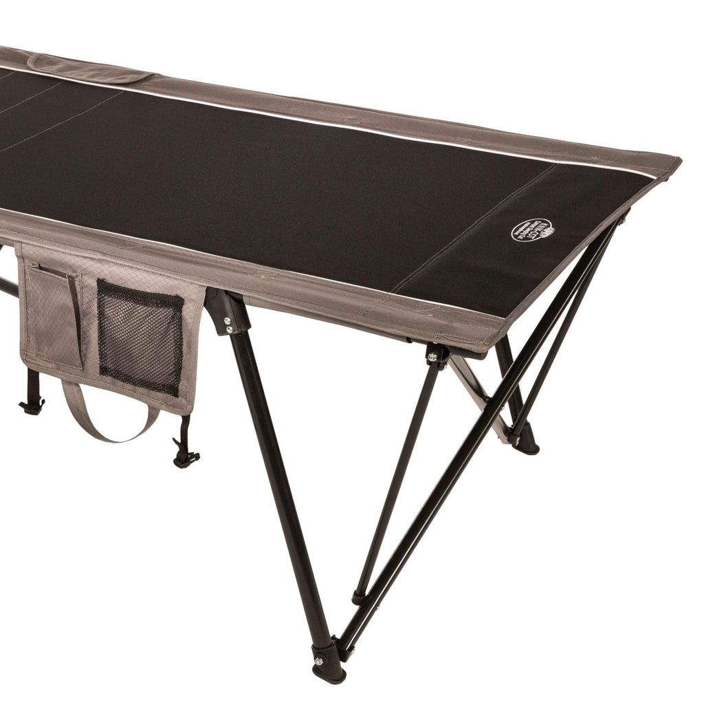 Kamp-Rite Oversized Kwik Cot Quick Setup 1 Person Sleeping Bed With Side Storage Pockets, Storage Hammock And 600D Carry Bag, Bl