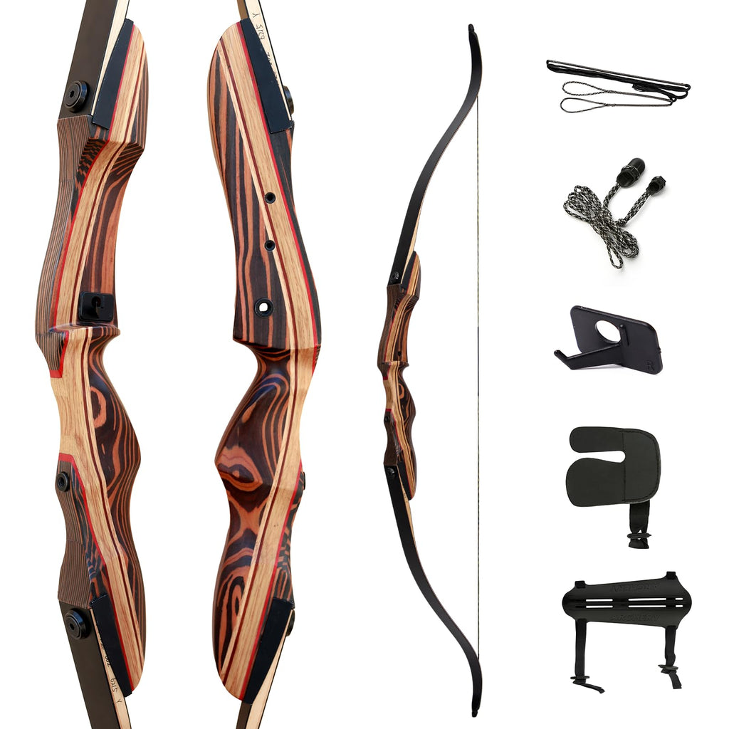 Deerseeker Archery 62 Takedown Recurve Bow Set With Right Hand & Left-Handed Riser Laminated Limbs 20-60 Lbs For Adults & Youth,