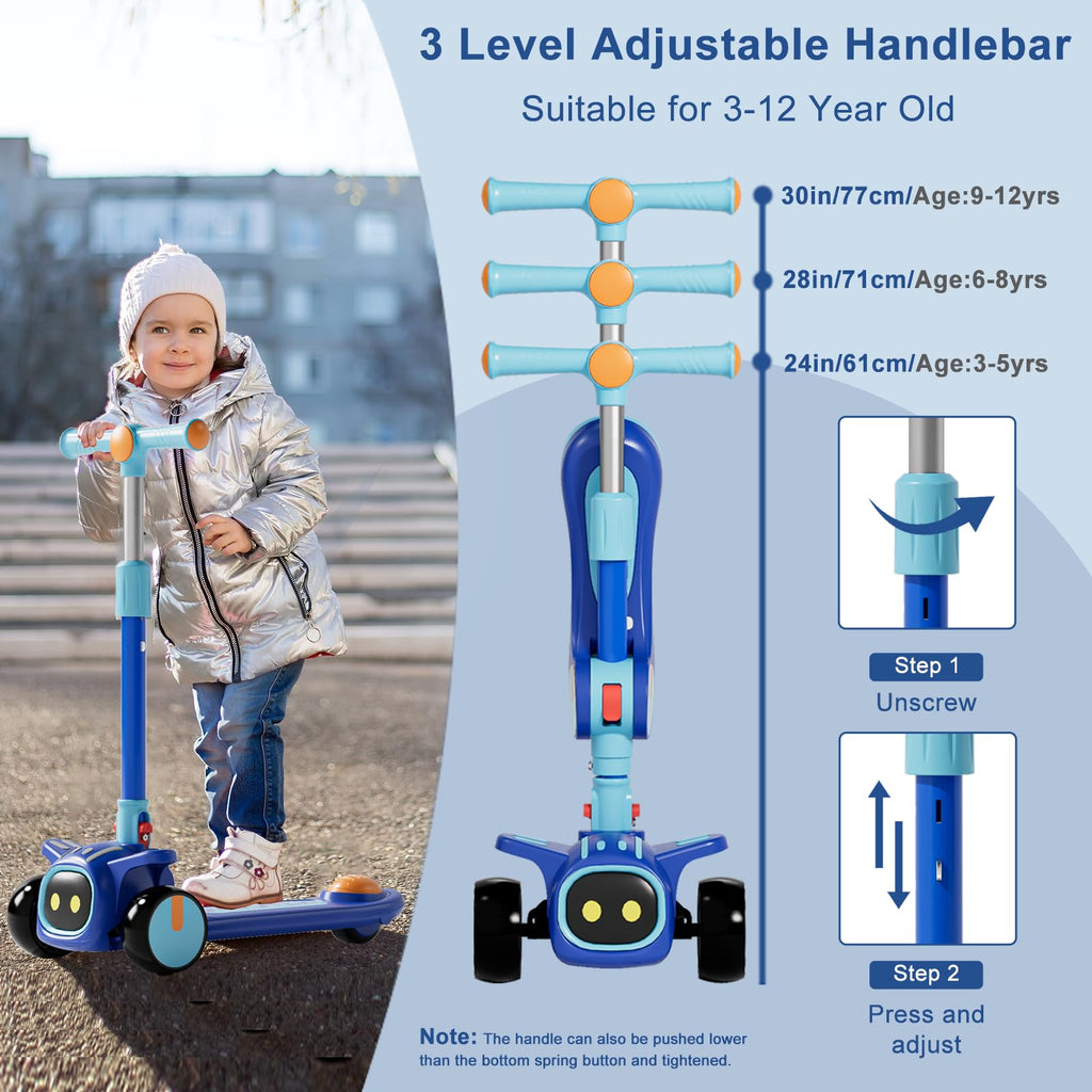 Unbreakable & Never Fall Down 2-in-1 Scooters Kids 3 Wheel Kick Scooter for Boys Girls Ages 3-14, Adjustable Height & Removable