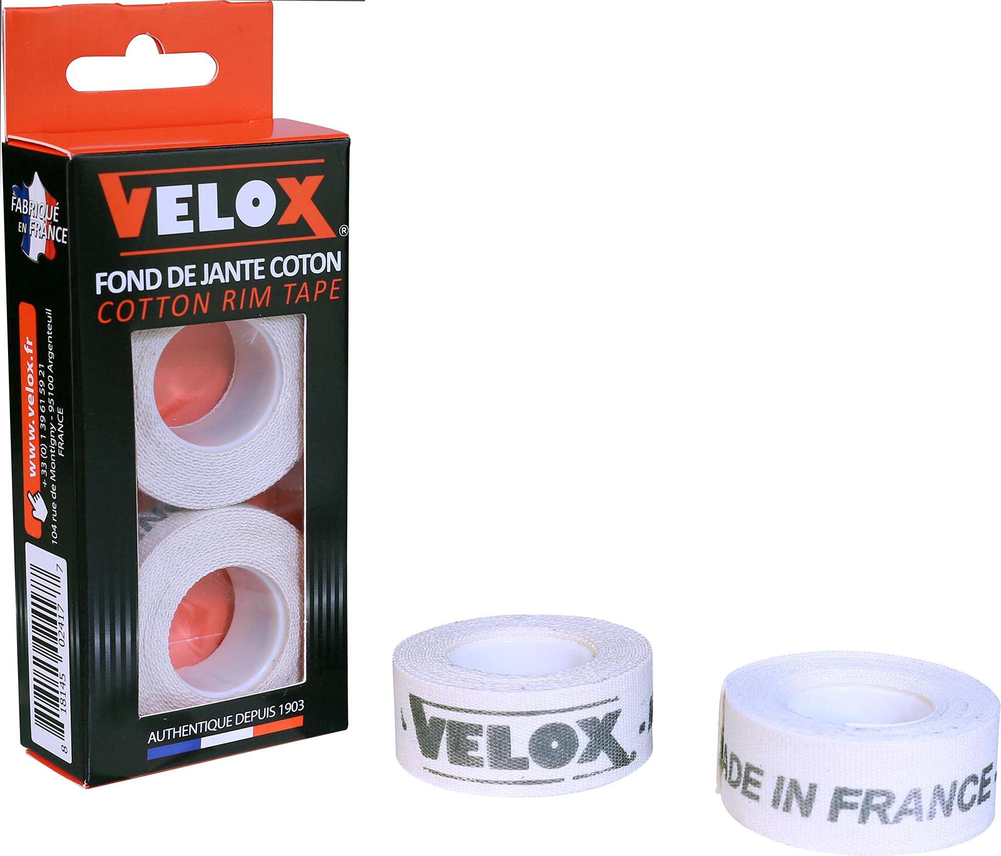Velox Unisexs Deluxe Cotton Rim Tape, White, 13mm