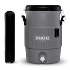 Igloo 5 Gallon Portable Sports Cooler Water Beverage Dispenser With Flat Seat Lid, Insulated Beverage Dispenser, Grey/Black