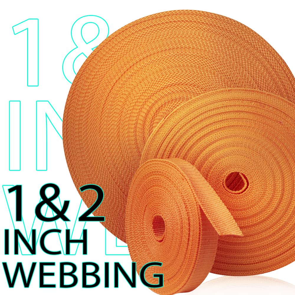 Teceum 1 Inch Webbing - Orange Yellow - 25 Yards - 1    Webbing For Climbing Outdoors Indoors Crafting Diy