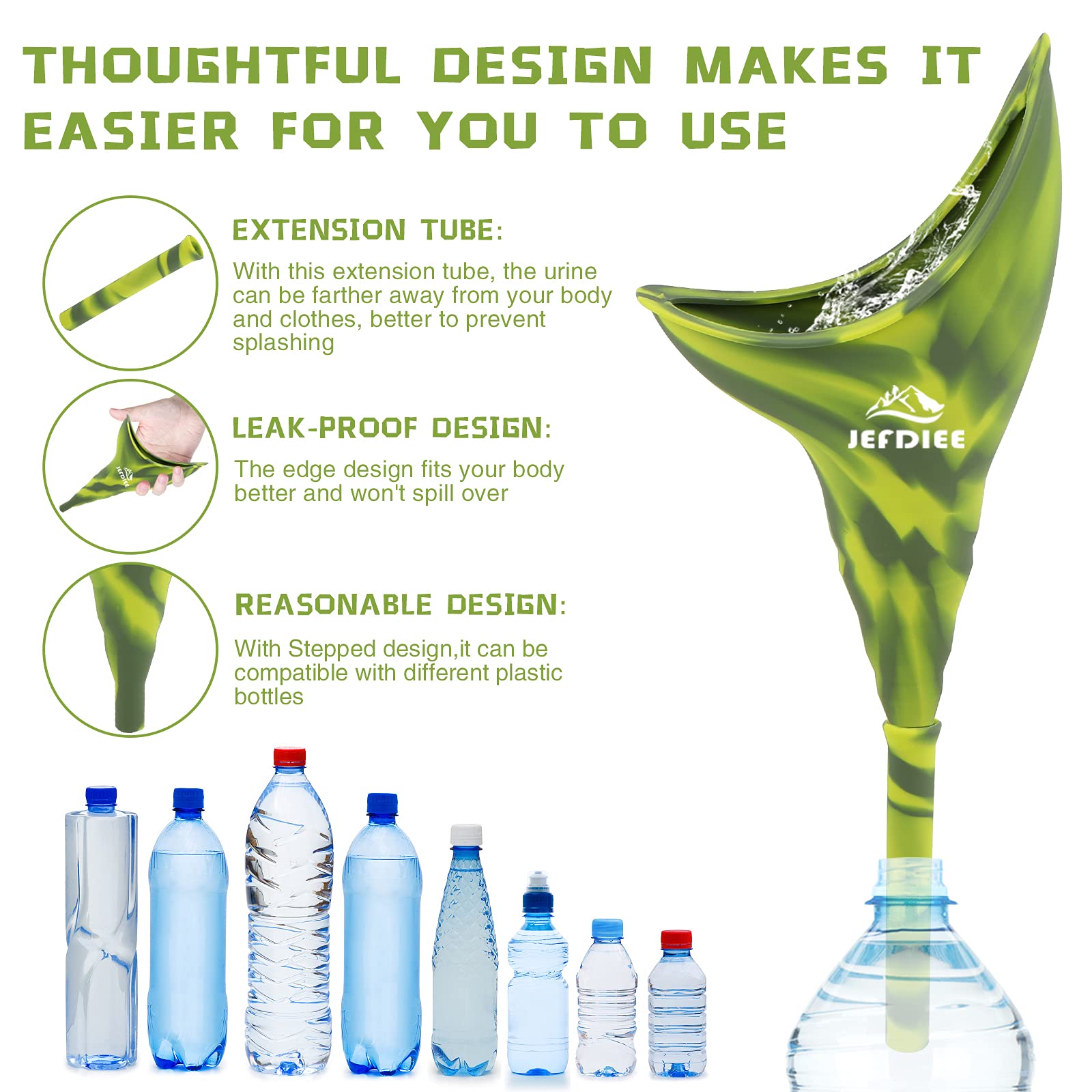 Jefdiee Female Urination Device,Silicone Pee Funnel For Women,Female Urinal Women Pee Funnel Allows To Pee Standing Up, Reusable