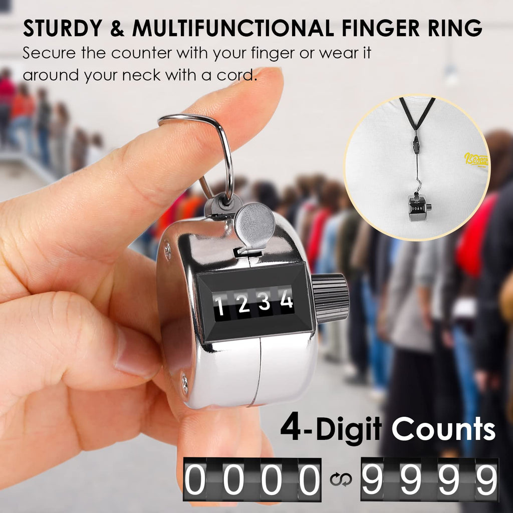 Ktrio Clicker Counter, 2 Pack Metal Tally Counter 4-Digit Number Count Clicker Counter, Pitch Counter Hand Mechanical Counters C