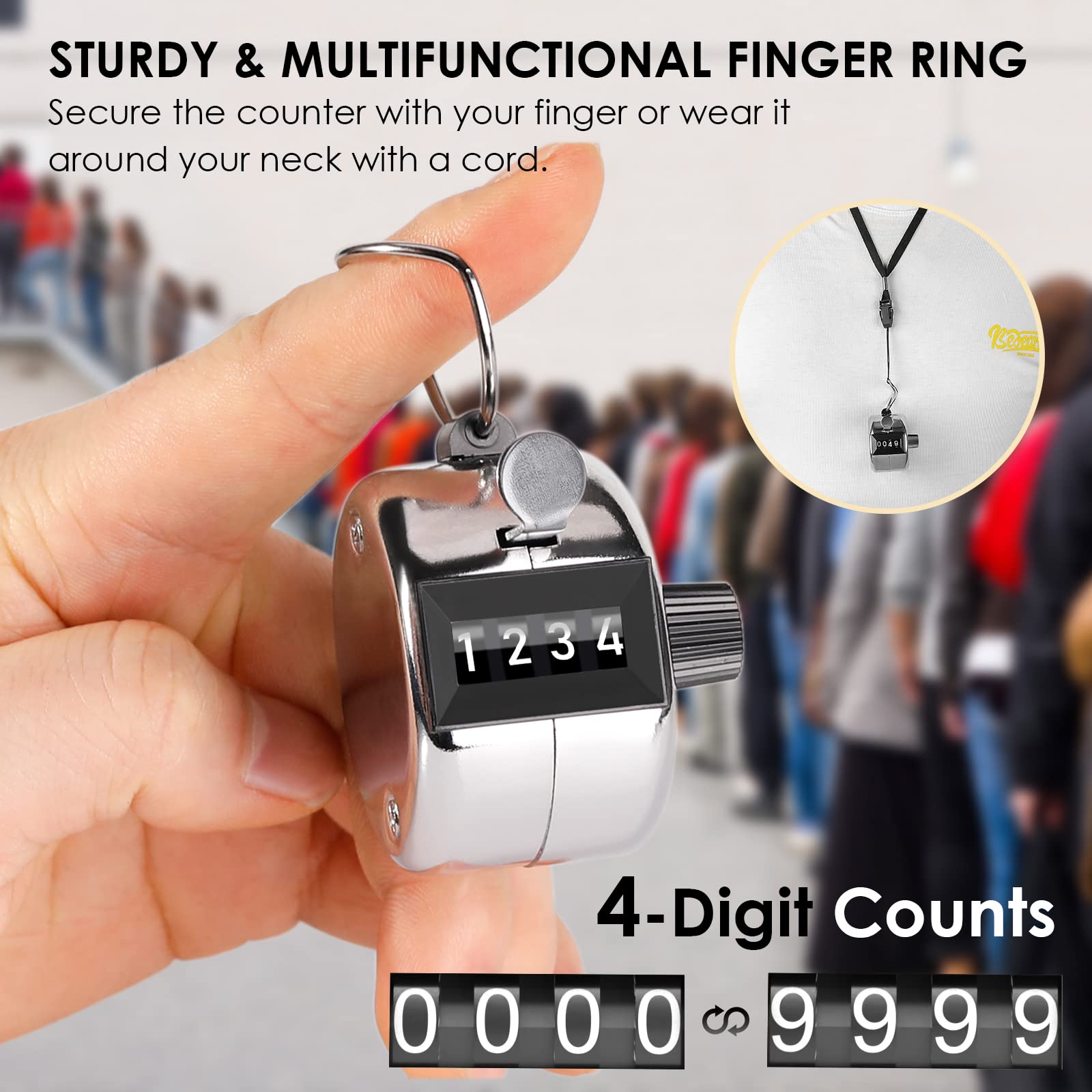 Ktrio Clicker Counter, 2 Pack Metal Tally Counter 4-Digit Number Count Clicker Counter, Pitch Counter Hand Mechanical Counters C