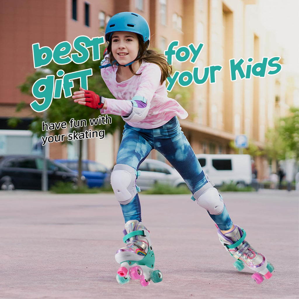 SHDSL Girls Roller Skates 4 Size Adjustable Kids Roller Skates for Girls, Purple Pink Roller Skate for Boys Toddlers, Beginner K
