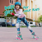 SHDSL Girls Roller Skates 4 Size Adjustable Light up Roller Skates for Girls, Purple Pink Roller Skate for Boys Toddlers, Beginn