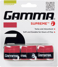 Gamma Sports Supreme Overgrip For Tennis, Pickleball, Squash, Badminton, And Racquetball Racquets, 3-Pack, Red